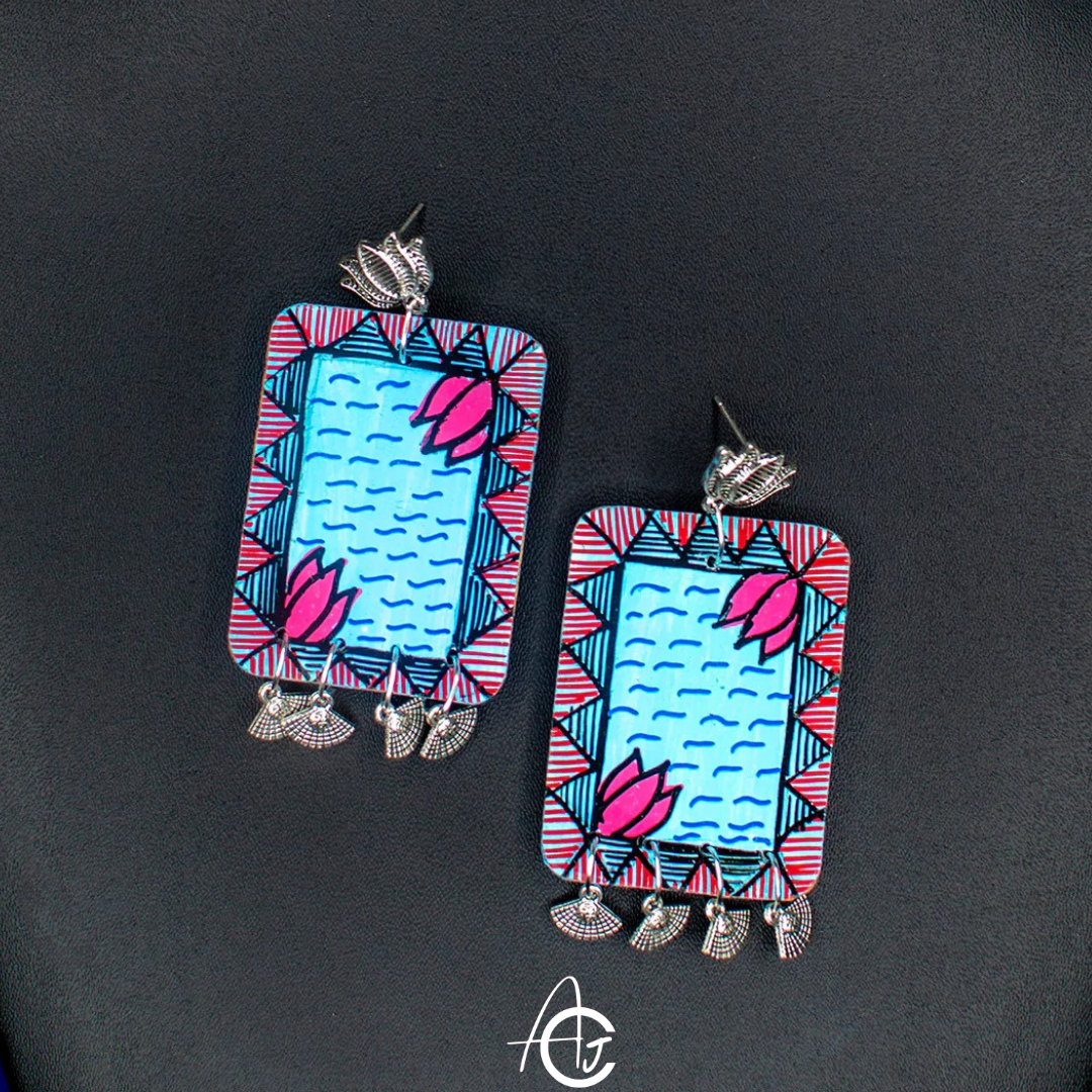 Statement Earrings, Handpainted : Handmade