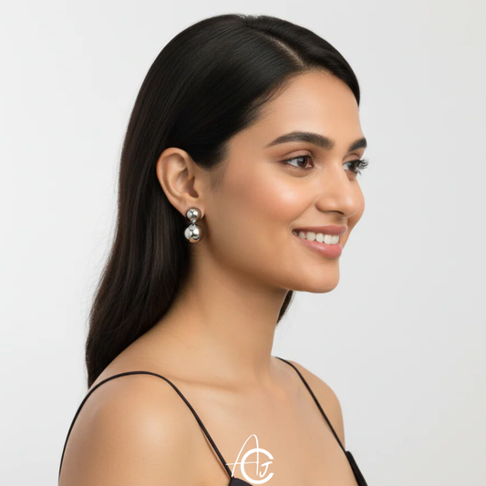 Silver Pearl Big Statement Earrings