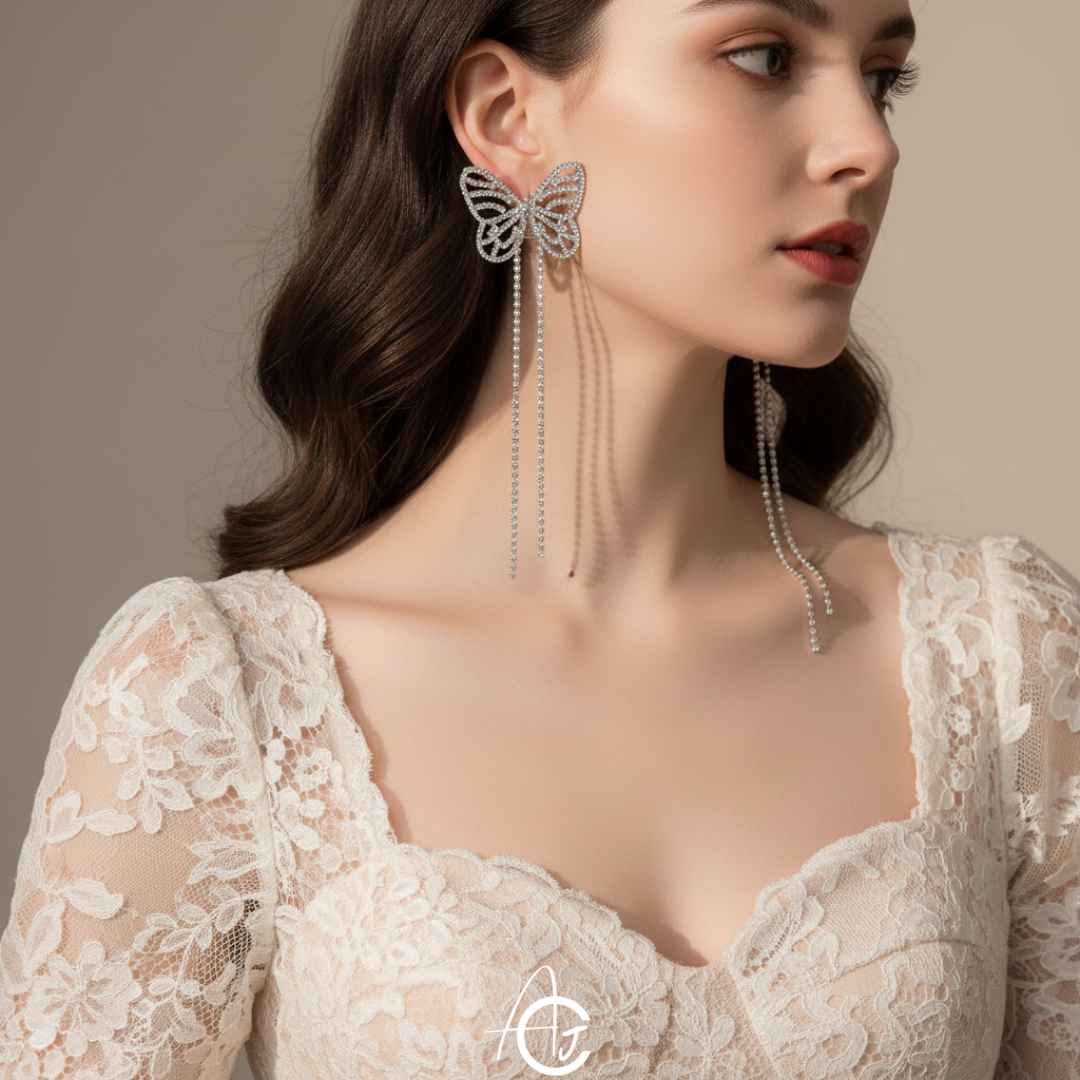 Butterfly Drop Statement Earrings