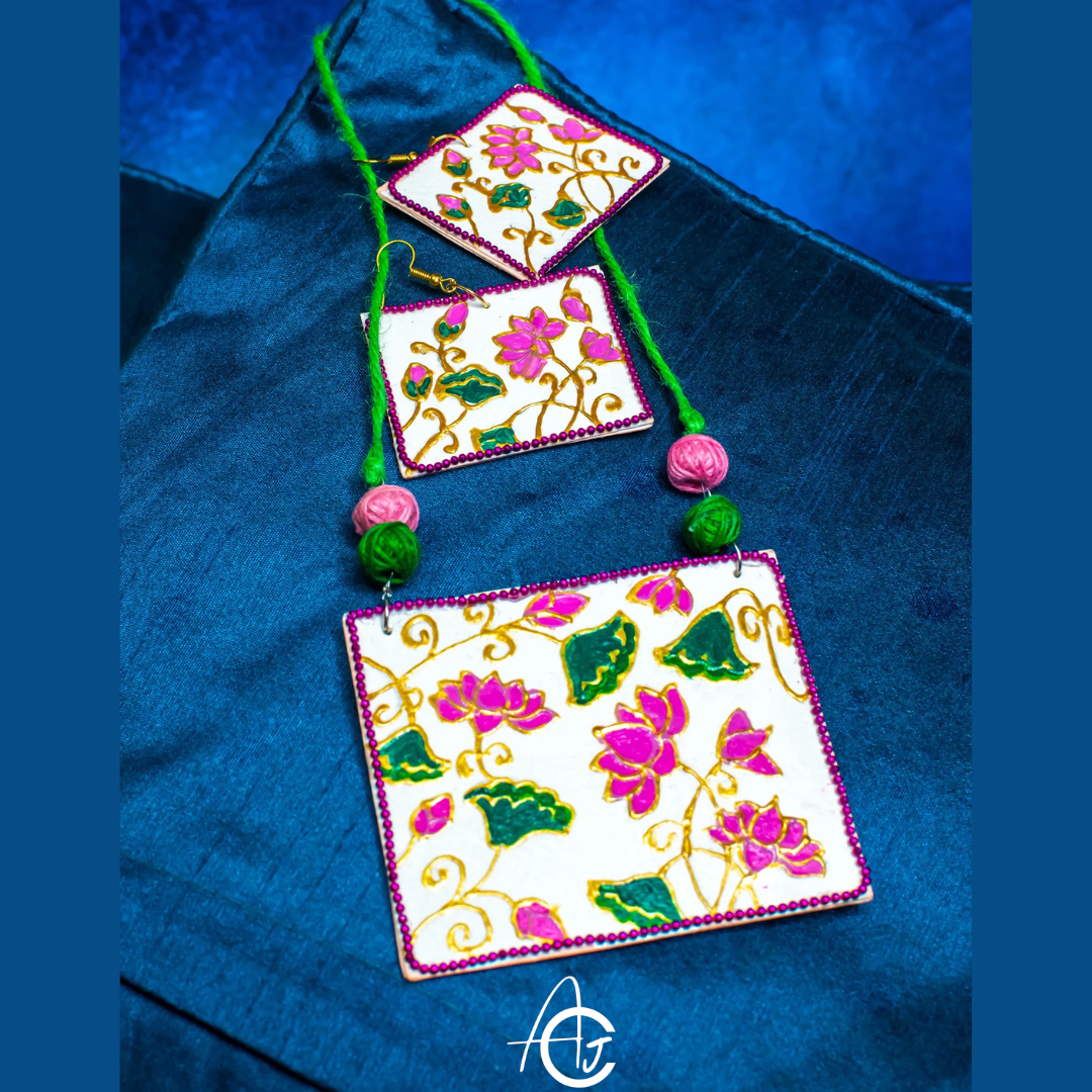 Statement Necklace set, Handpainted : Handmade