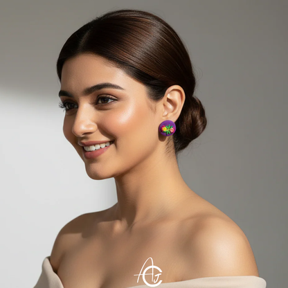 Embroidered Fabric Earrings : Handmade