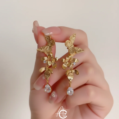 Butterfly and Flower Earrings