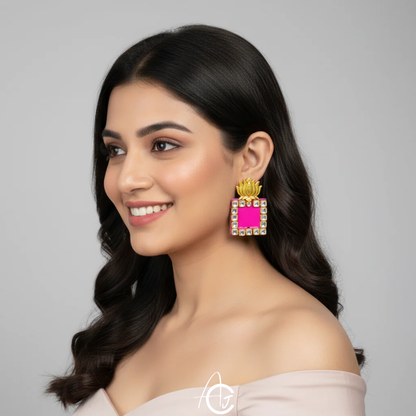 Statement Earrings, Handpainted : Handmade