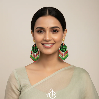Handpainted Fabric Earrings  : Handmade