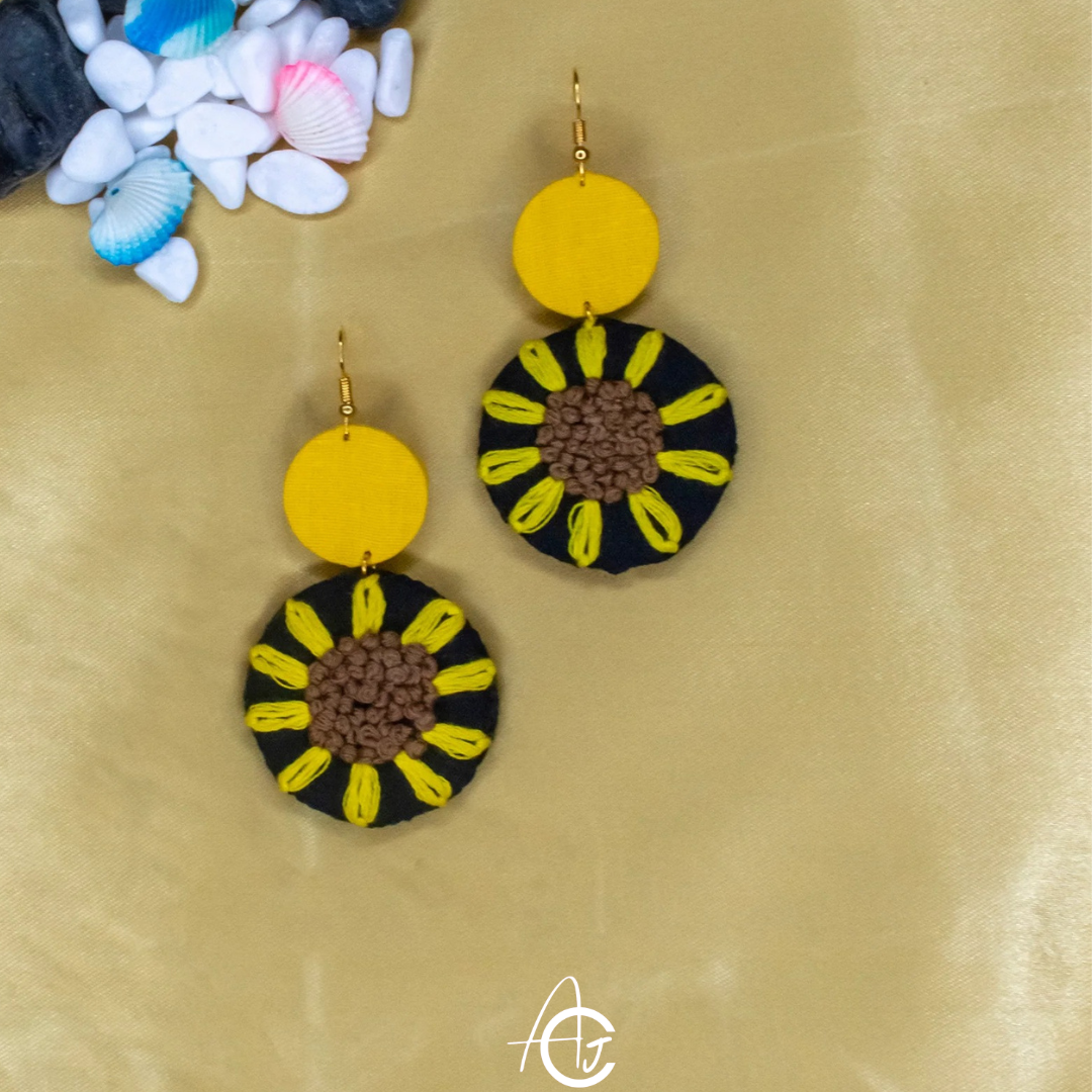 Embroidered Fabric Earrings : Handmade