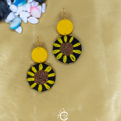 Embroidered Fabric Earrings : Handmade