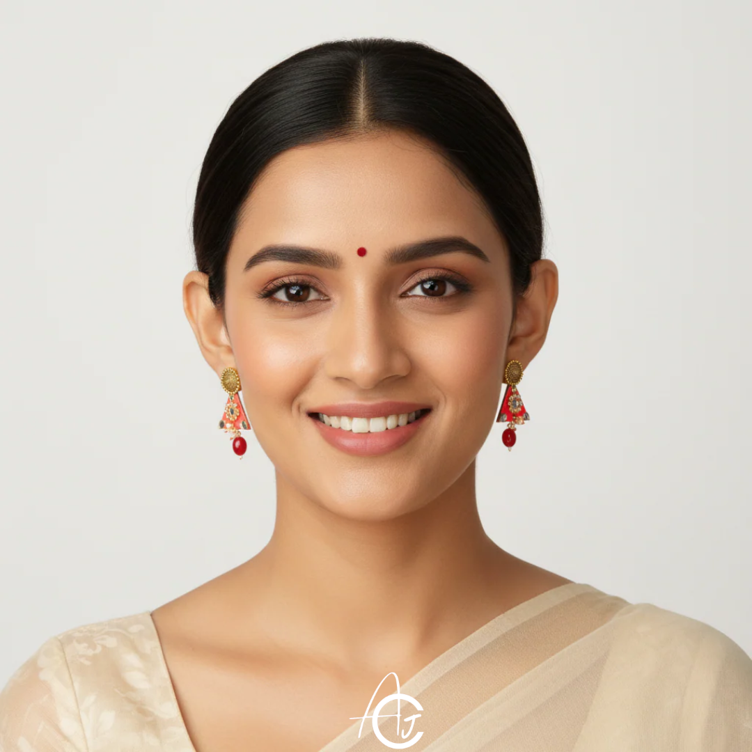 Statement Earrings, Handpainted : Handmade