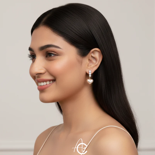 Bling Drop Heart Earrings