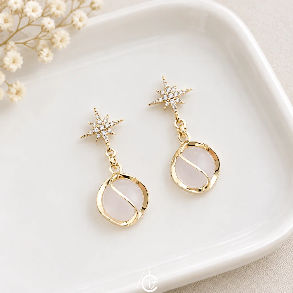 Pretty Crystal Star Earrings