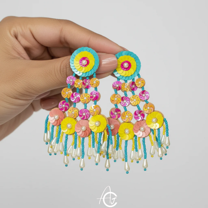 Beads Embroidered Necklace Set, Haldi Jewellery : Handmade