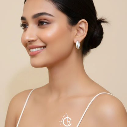 White Hoop Earrings