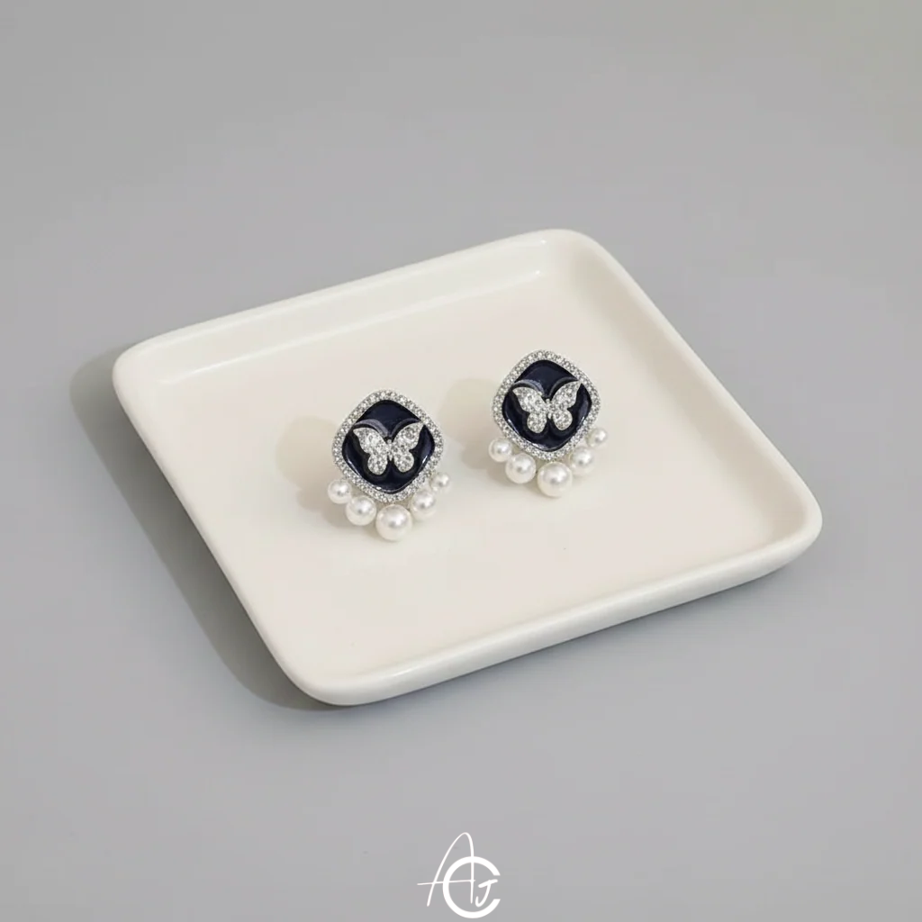 Butterfly Pearl Drop Earrings