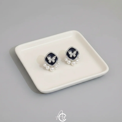 Butterfly Pearl Drop Earrings