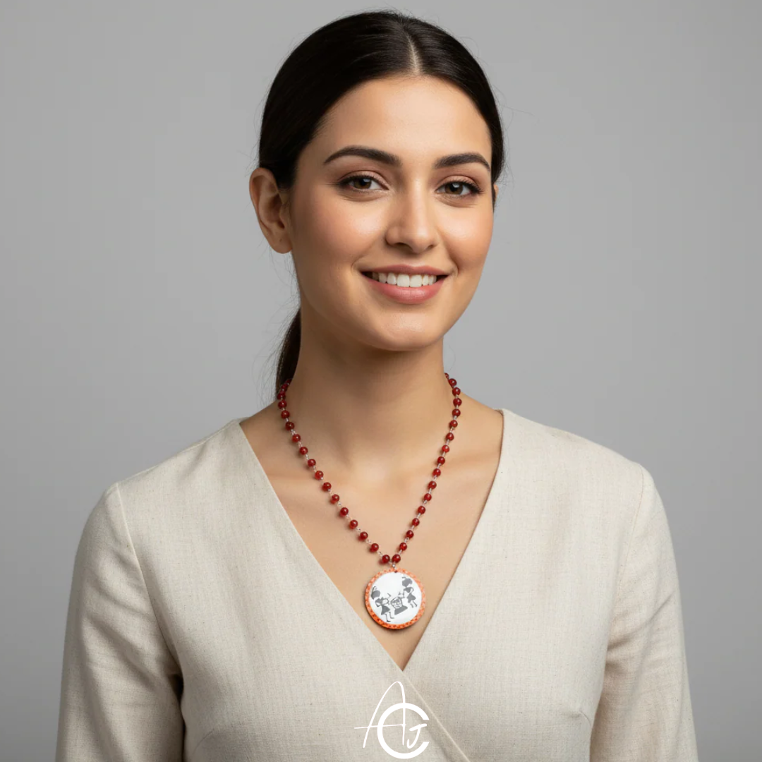 Statement Necklace, Handpainted : Handmade