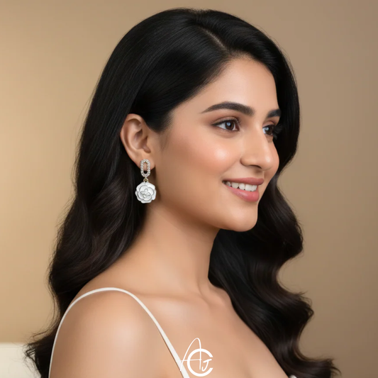 Flower Drop Bling Earrings