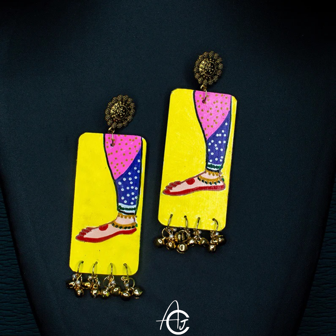 Statement Earrings, Handpainted : Handmade