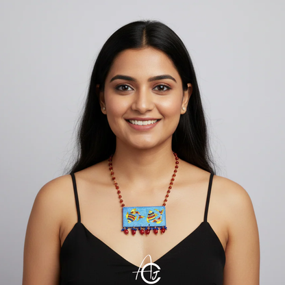 Statement Necklace, Handpainted : Handmade