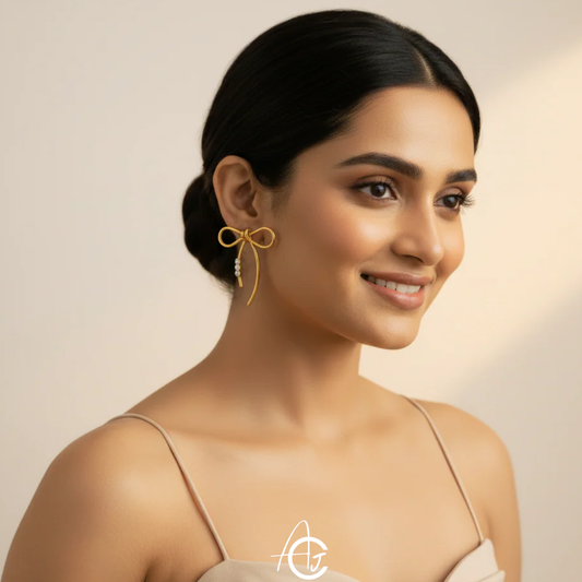Golden Big Bow Earrings
