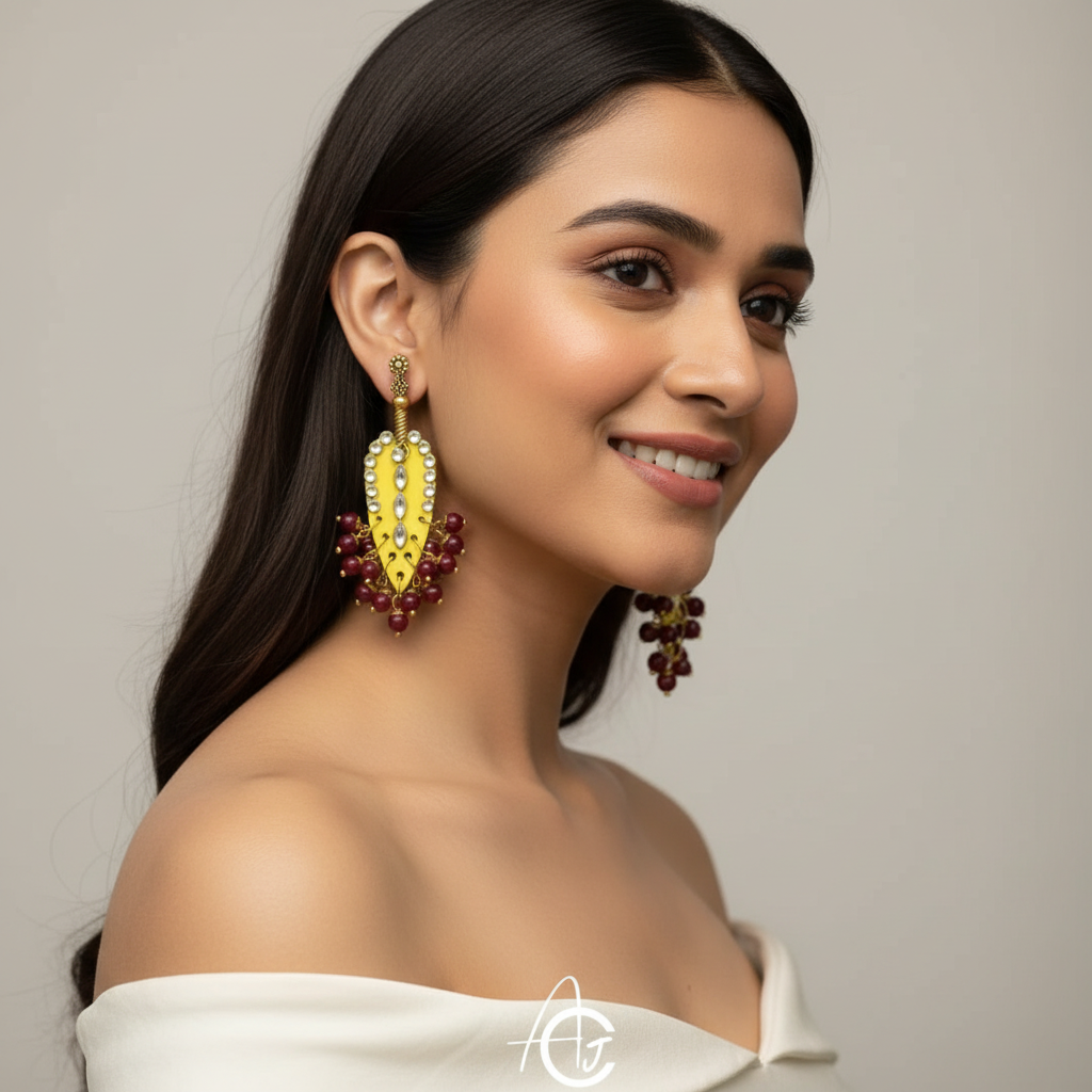 Statement Earrings, Handpainted : Handmade