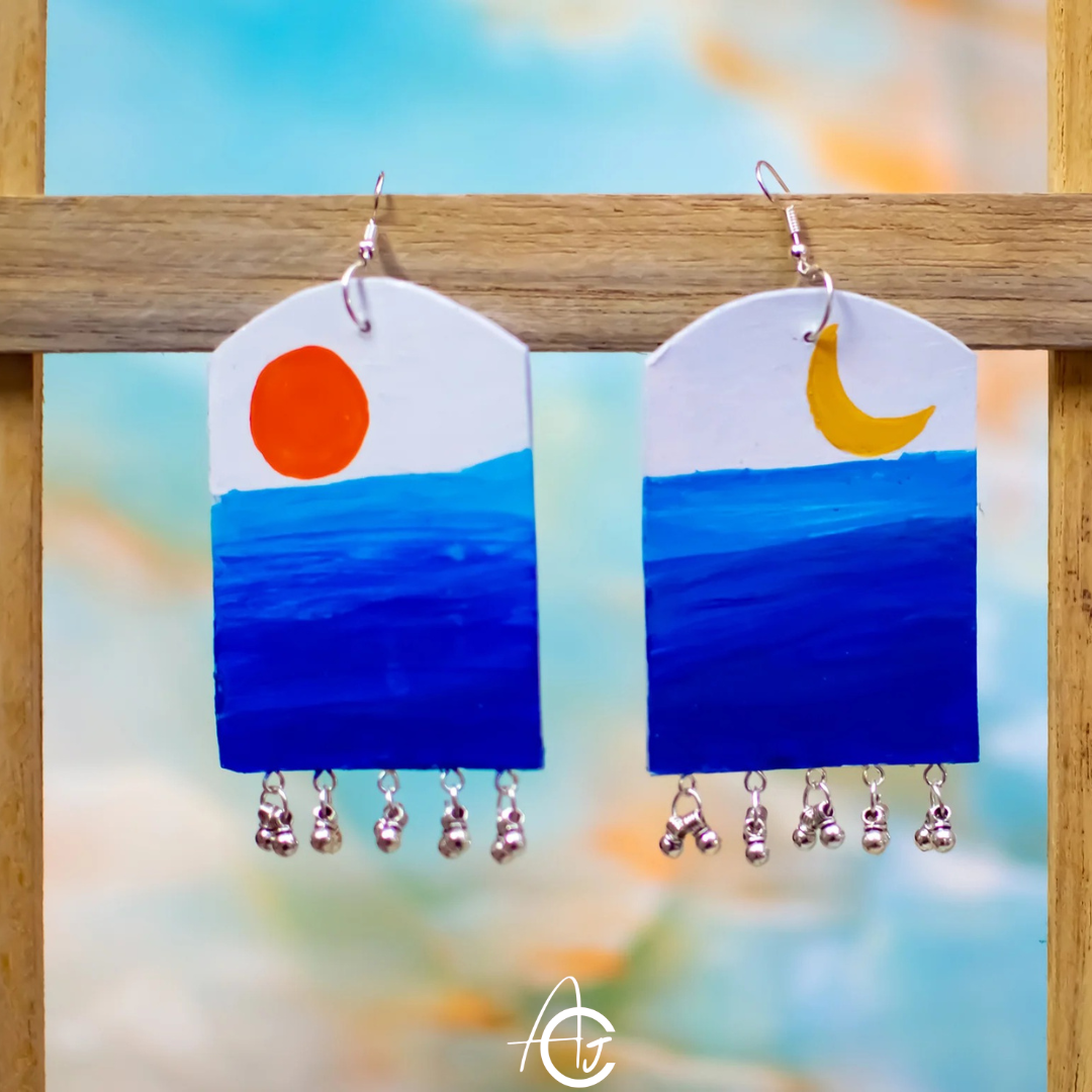 Satement Earrings, Handpainted : Handmade