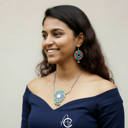 Statement  Necklace Set, Handpainted : Handmade