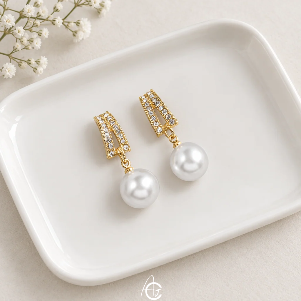 Drop And Pearl Earrings