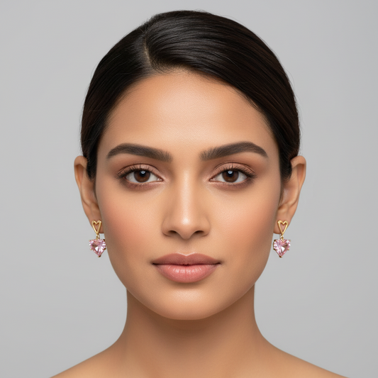 Crystal Heart Pink Earrings