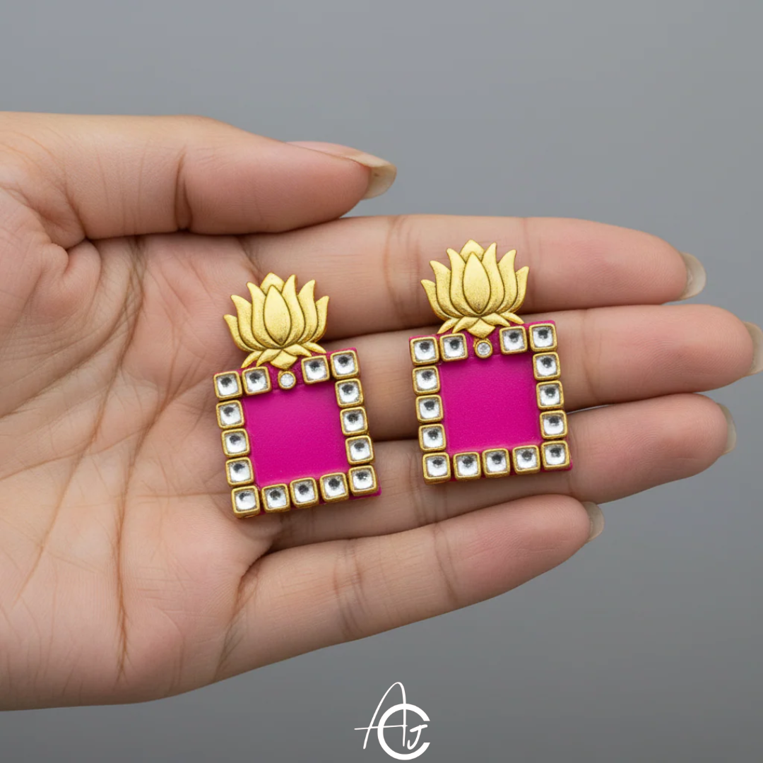 Statement Earrings, Handpainted : Handmade