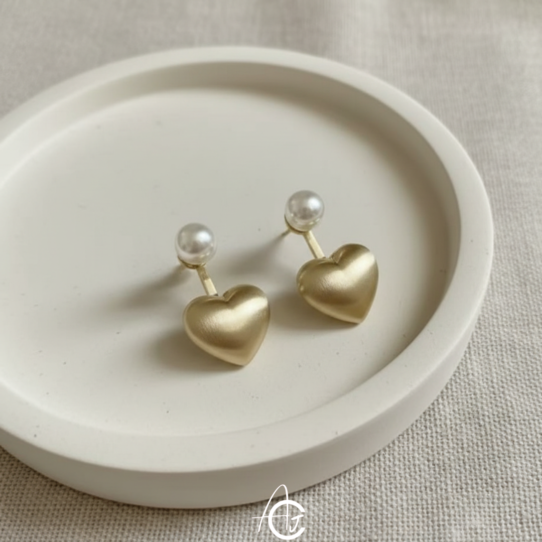 Heart And Pearl Earrings