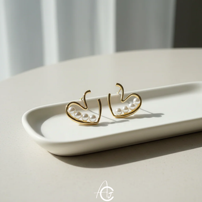Pearl Heart Earrings