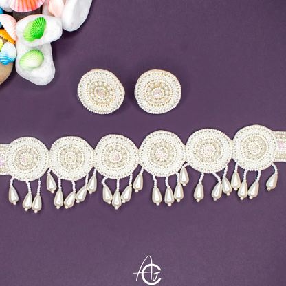 Beads Embroidered Necklace Set  : Handmade