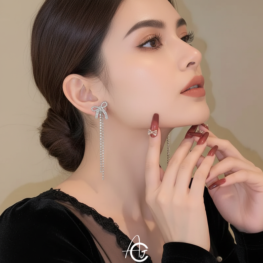 Bow Long Chain Earrings