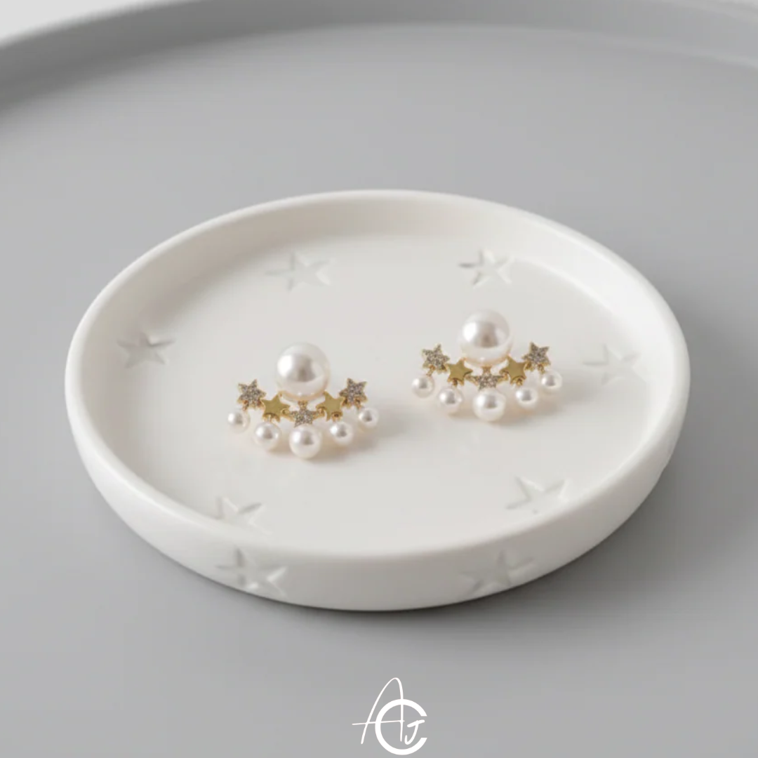 Star And Pearl Earrings