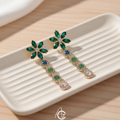 Crystal Flower Statement Earrings