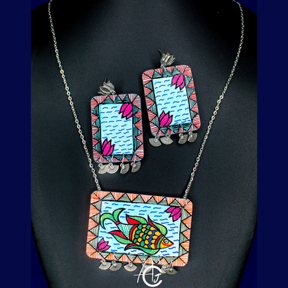 Statement Necklace Set, Handpainted : Handmade