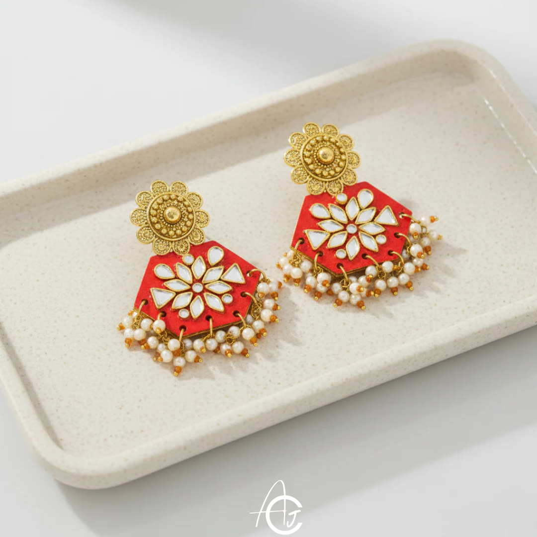 Statement Earrings, Handpainted : Handmade