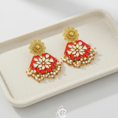 Statement Earrings, Handpainted : Handmade