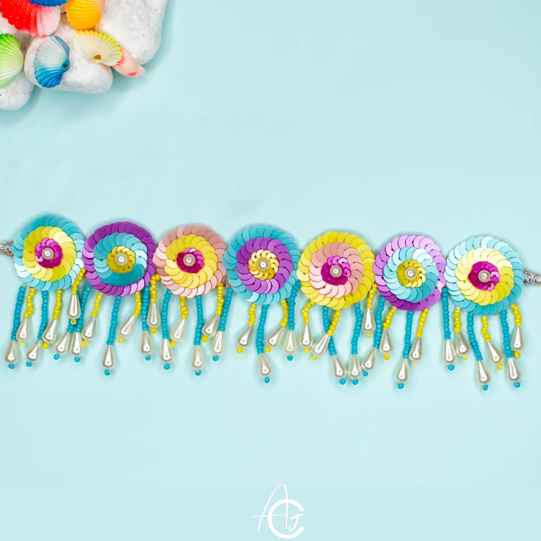 Beads Embroidered Necklace Set, Haldi Jewellery : Handmade