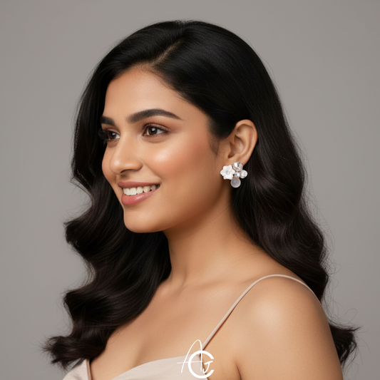 Flower White Earrings