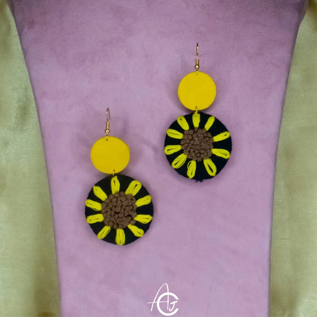 Embroidered Fabric Earrings : Handmade