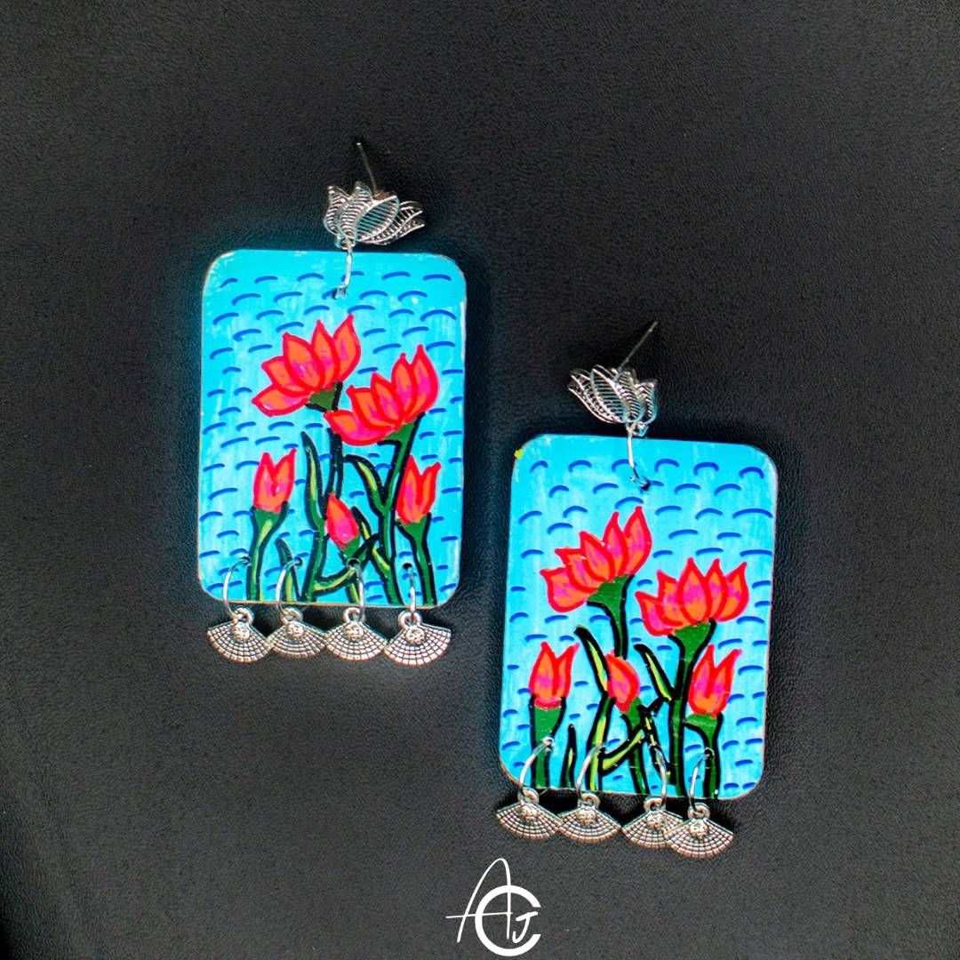 Statement Earrings, Handpainted : Handmade