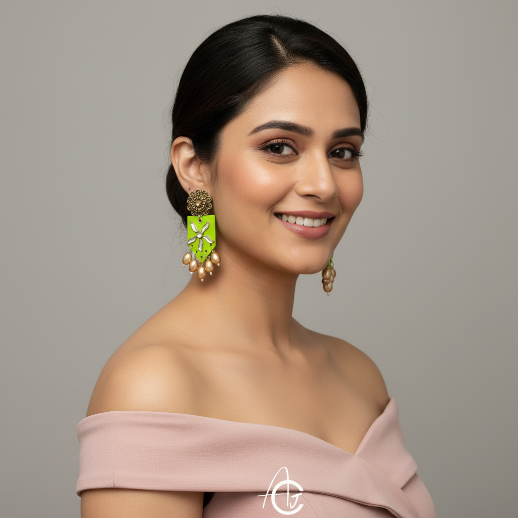 Statement Earrings, Handpainted : Handmade