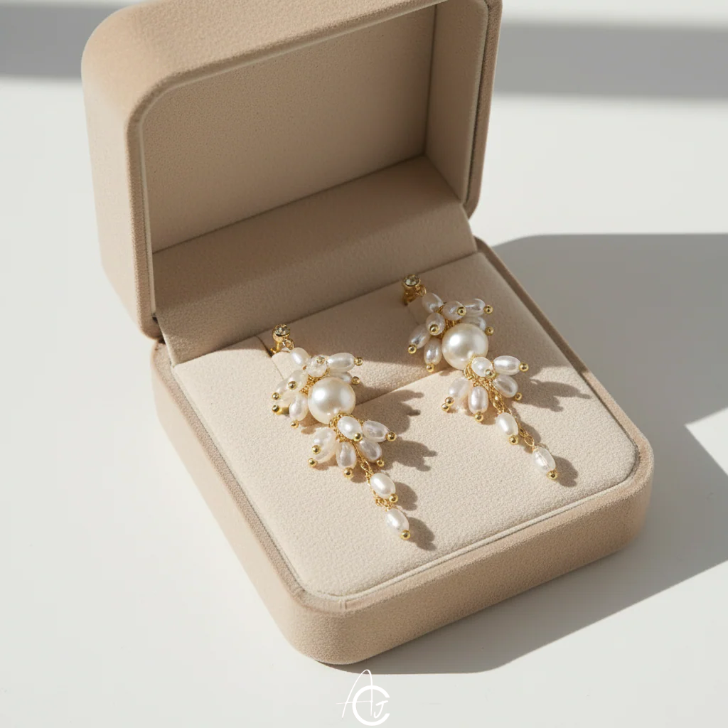 Pearl And Chain Statement Earrings