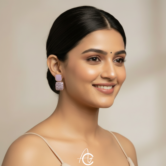 Bling Statement Purple Earrings