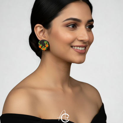 Embroidered Fabric Earrings : Handmade