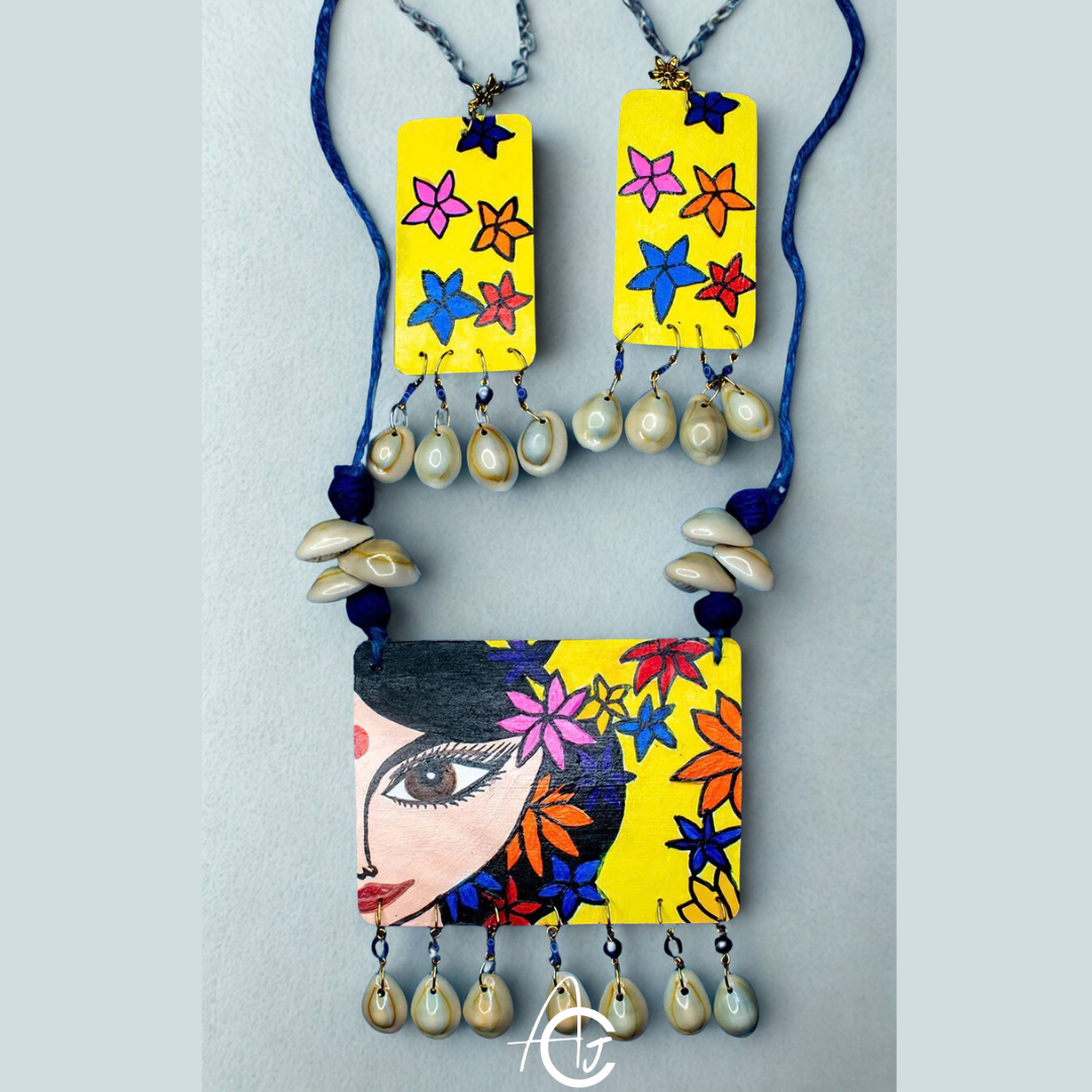 Statement Necklace Set, Handpainted  : Handmade