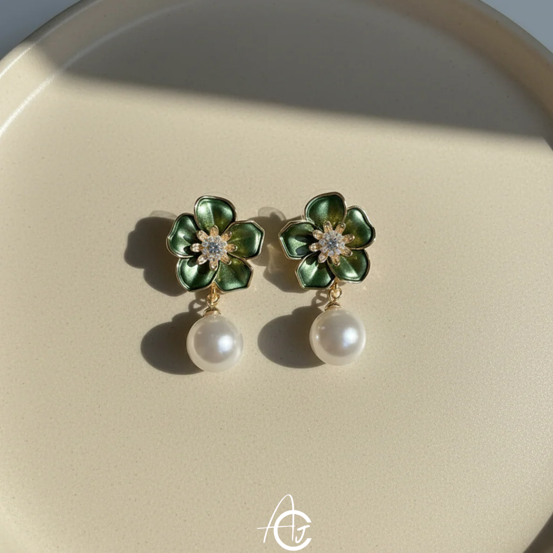 Pearl and Flower Earrings