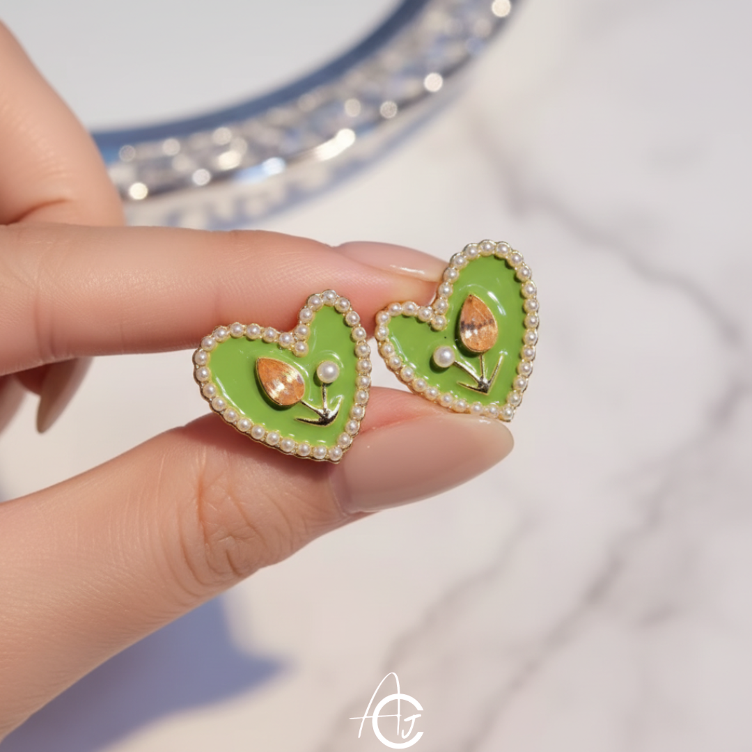 Floral Hearty Green Earrings