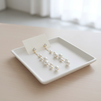 Pearl Chain Long Earrings