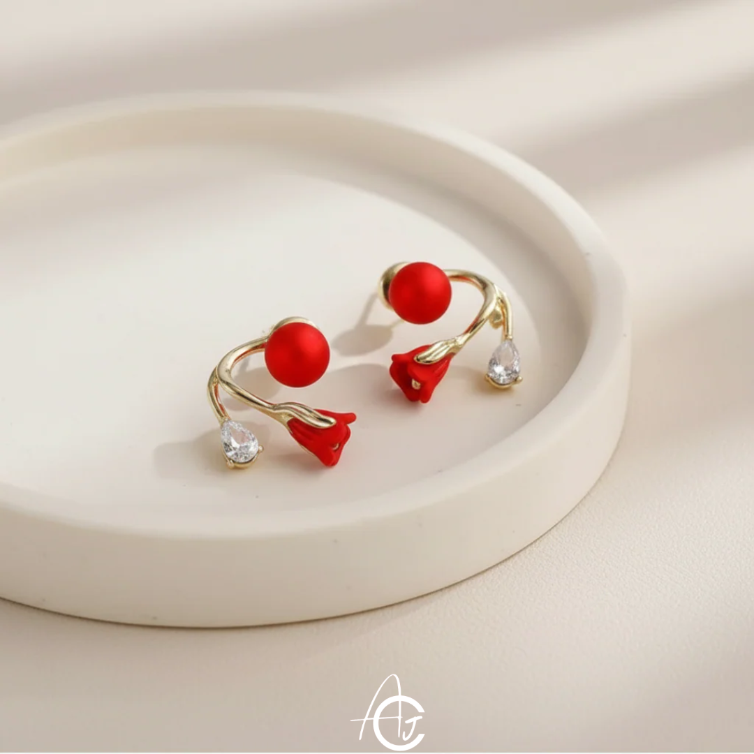 Pearl And Flower Earrings